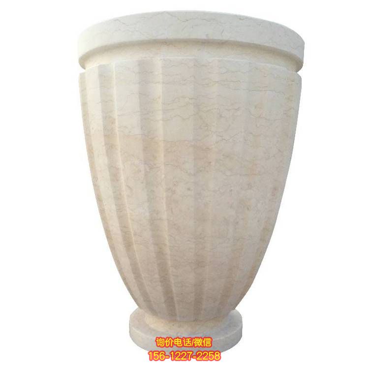 大理石花盆雕塑，裝點小區花缽