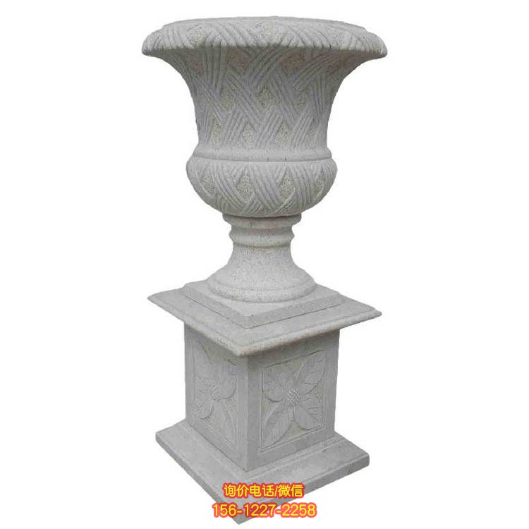 小區公園裝飾歐式大理石雕塑花盆花缽 