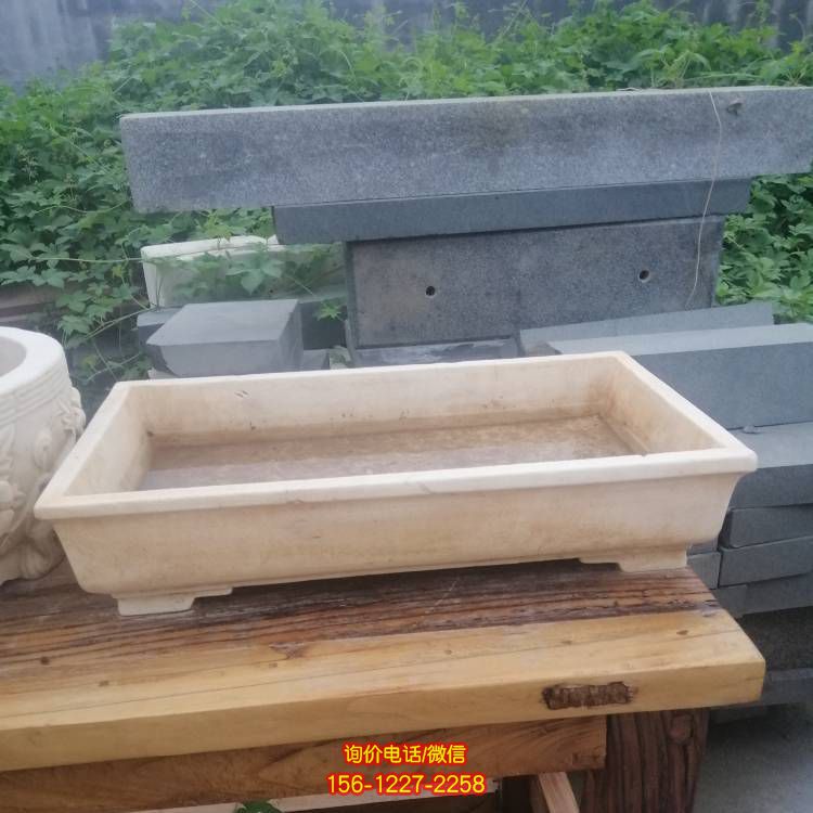 天然石材石雕花盆漢白玉小花盆仿古魚缸別墅小區景觀雕塑