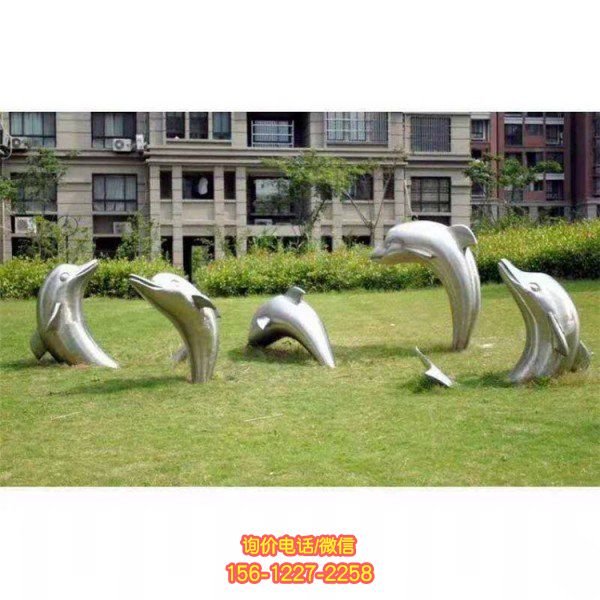 小區(qū)園林?jǐn)[放大型不銹鋼海豚動物模型雕塑