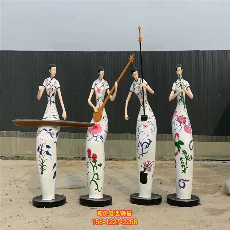 玻璃鋼抽象創意吹拉彈唱的人物景觀