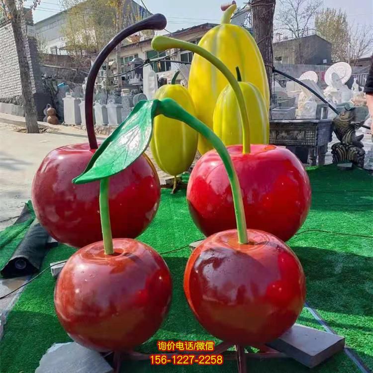 農場園林玻璃鋼噴漆仿真櫻桃水果擺件