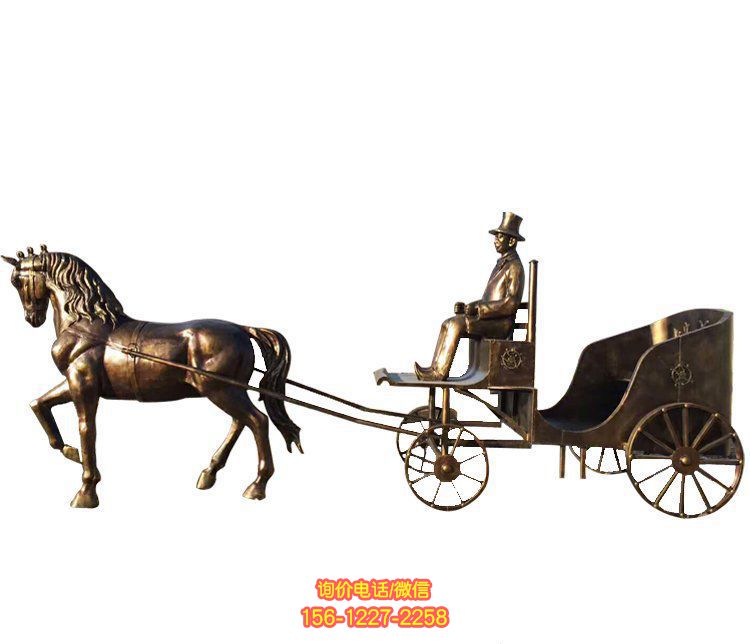 校園小區擺放鑄造趕馬車人黃銅馬車雕塑 校園小區擺放鑄造趕馬車人黃銅馬車雕塑