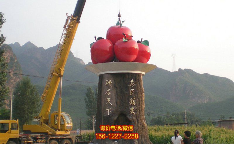 鄉村農場卡通玻璃鋼鋼蘋果雕塑
