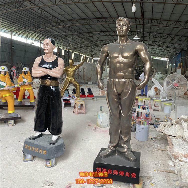 玻璃鋼人物塑像，仿銅人物和彩繪人物