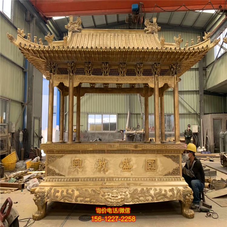 寺廟景區擺放黃銅鑄造祈禱許愿上香香爐