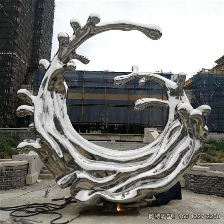 大型不銹鋼浪花雕塑定做，不銹鋼水滴浪花雕塑
