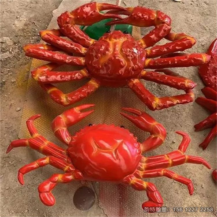 玻璃鋼螃蟹雕塑加工廠家，定做海洋小動物雕塑