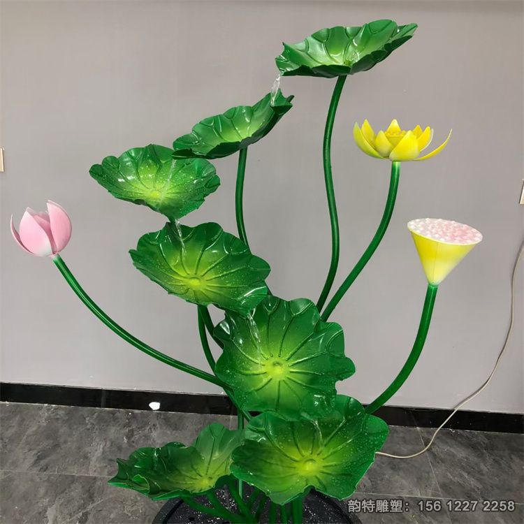 不銹鋼荷花雕塑，荷花荷葉雕塑