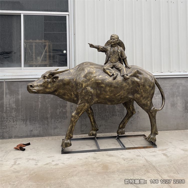 牧童騎黃牛雕塑，傳統(tǒng)民俗文化雕塑